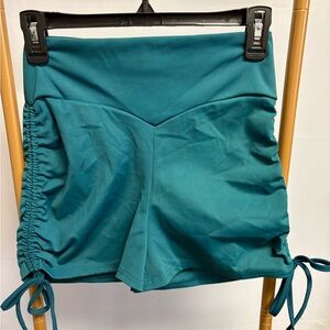 Lunalae High Waist Drawstring Shorts- Teal